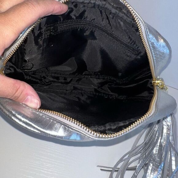 Victoria's Secret Metallic Silver Cross Body Bag Limited EditionGold Hardware - Picture 8 of 8